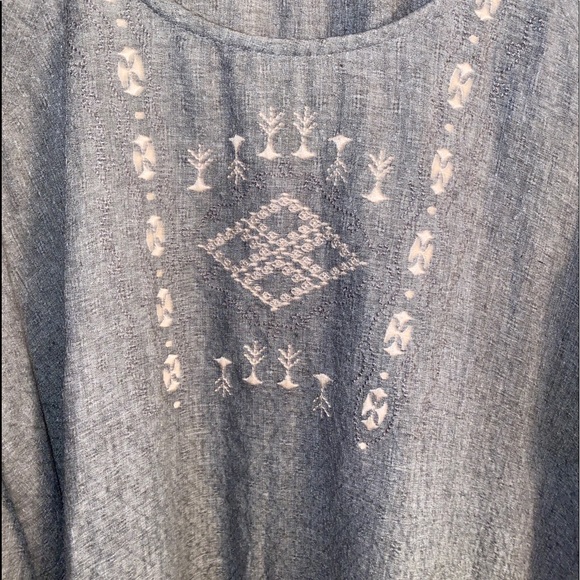 Indigo Soul Gray Embroidered 3/4 Sleeve Knee Length Dress Tunic Size Medium. - Picture 3 of 6